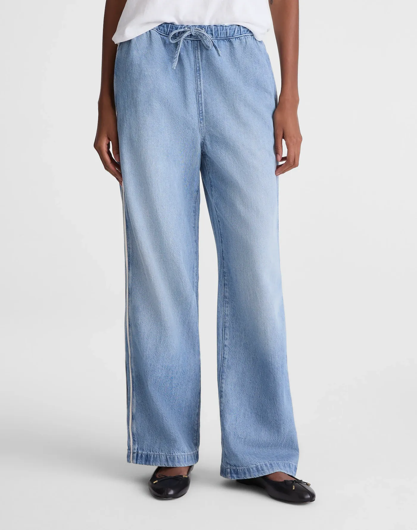 Madewell , Pull-On Track Pants in Airy Denim (Were $148)