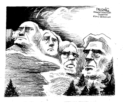 Political Cartoon U.S. Mt. Rushmore Unhappy