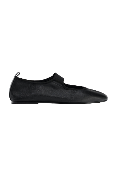 ZARA, Leather Ballet Flats With Elastic Strap