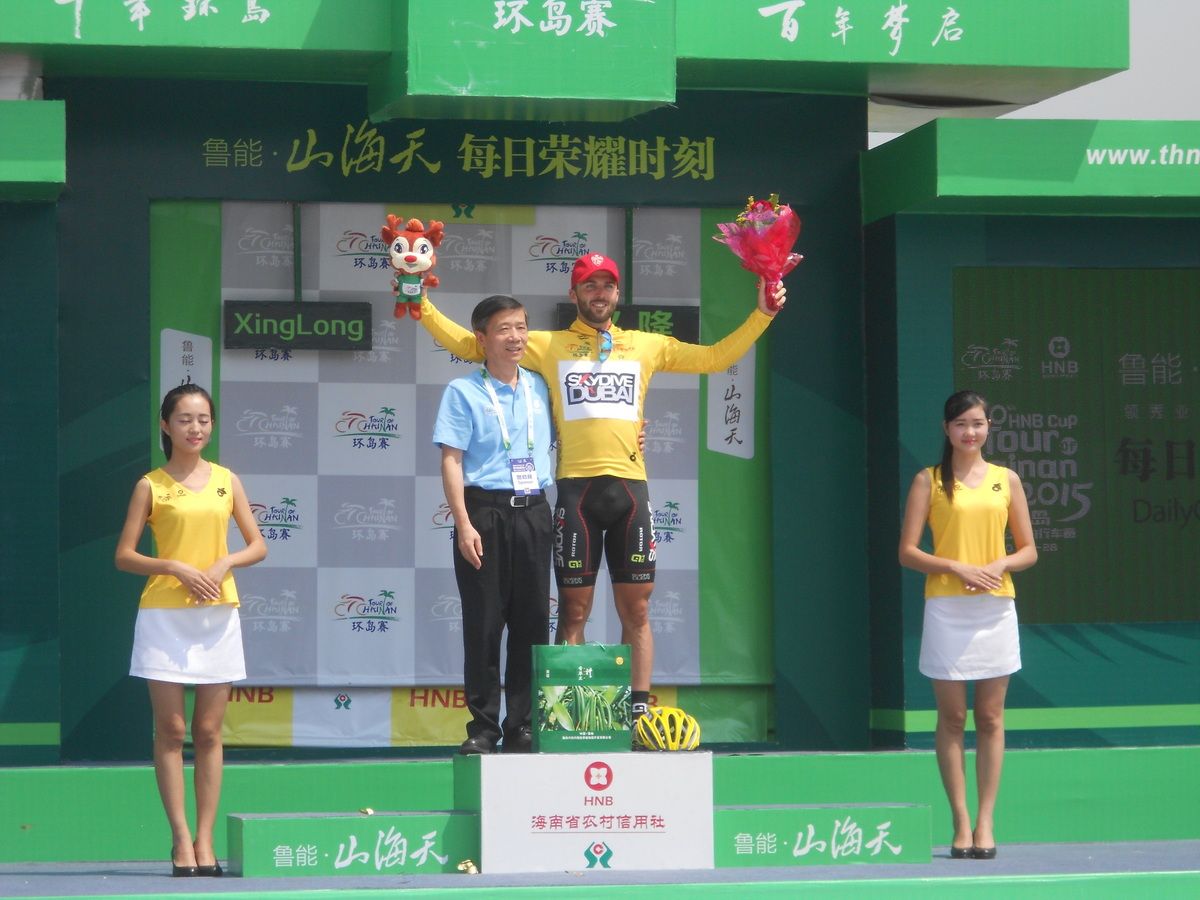 Italy's Andrea Palini of Skydive Dubai in the yellow jersey