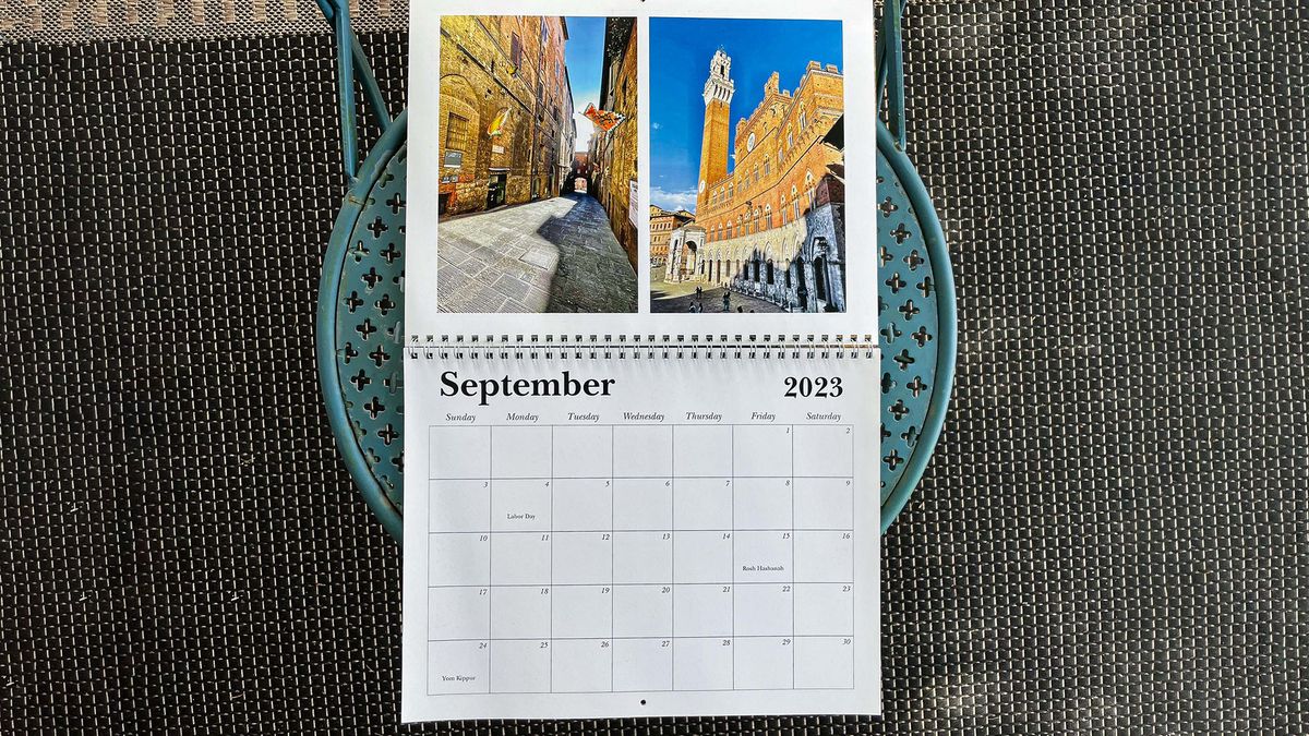 Shutterfly calendar on chair