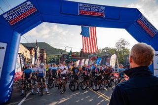 Riders at the start of the Boone Gran Fondo