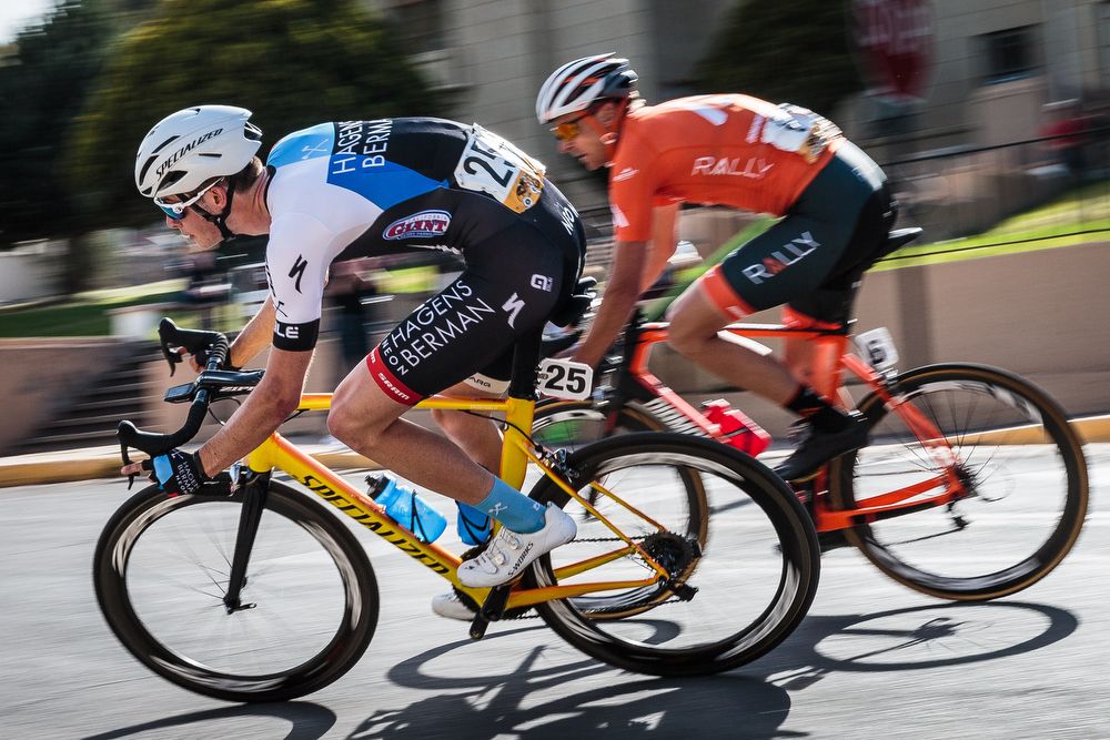 Ian Garrison (Hagens Berman Axeon) takes a corner stage 4 of the Tour of The Gila