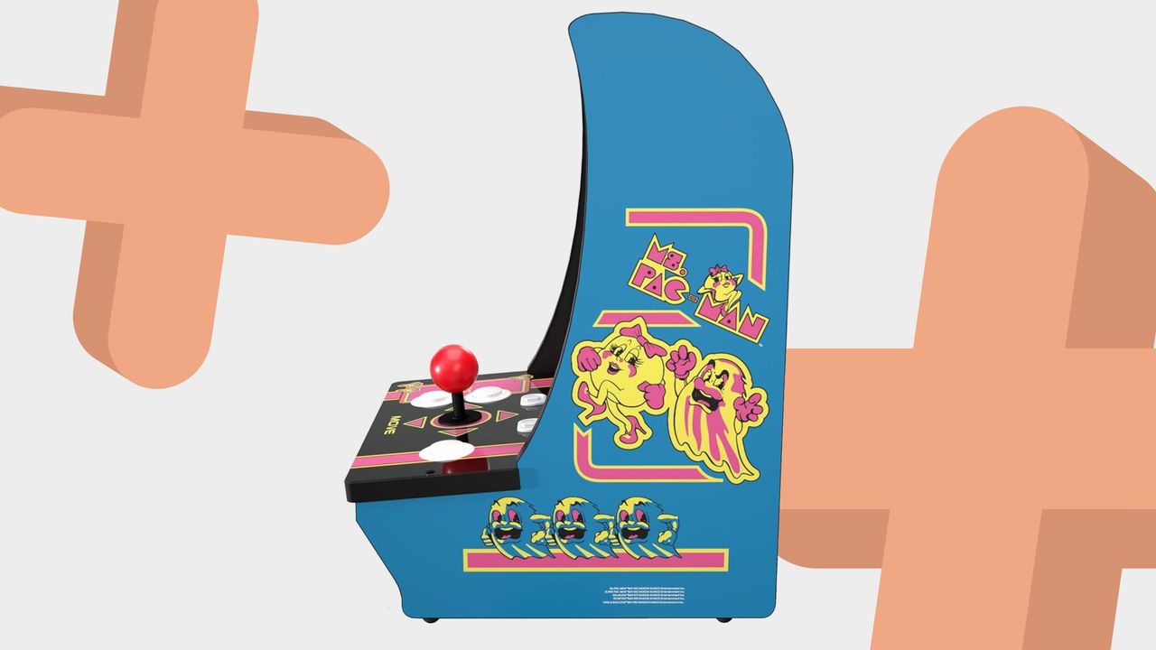 Side view of Arcade1Up Ms. Pac-Man arcade