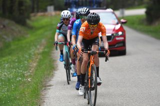 LAGUNAS DE NEILA SPAIN MAY 23 Clara Koppenburg of Germany and Team Rally Cycling during the 6th Vuelta A Burgos Feminas 2021 Stage 4 a 1216km stage from Quintanar de la Sierra to Lagunas De Neila 1870m VueltaBurgos BurgosFem UCIWWT on May 23 2021 in Lagunas De Neila Spain Photo by Luc ClaessenGetty Images