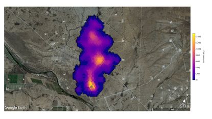 This image shows a methane plume 2 miles (3 kilometers) long that NASA’s Earth Surface Mineral Dust Source Investigation mission detected southeast of Carlsbad, New Mexico.