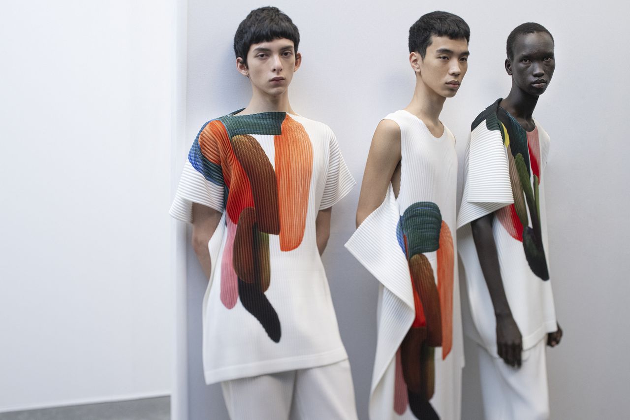 Issey Miyake runway show backstage