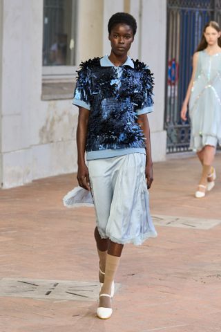 polo shirts and skirts at milan fashion week spring summer 2025