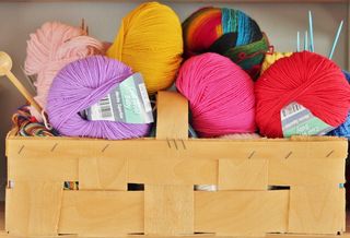 Creative hobbies: wool in a basket