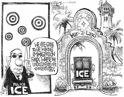 Political Cartoon U.S. Ice Undocumented Immigrant Raids Mar-a-Lago