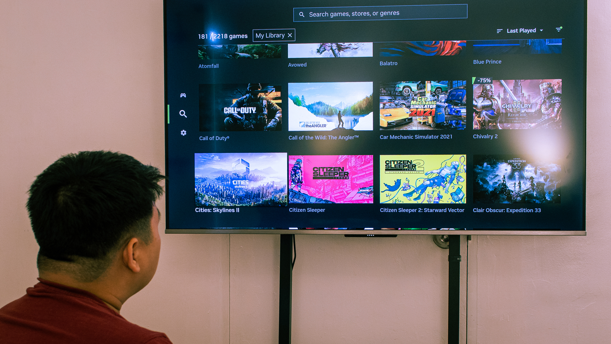 Picking out a game title to play on my bedroom TV via GeForce Now