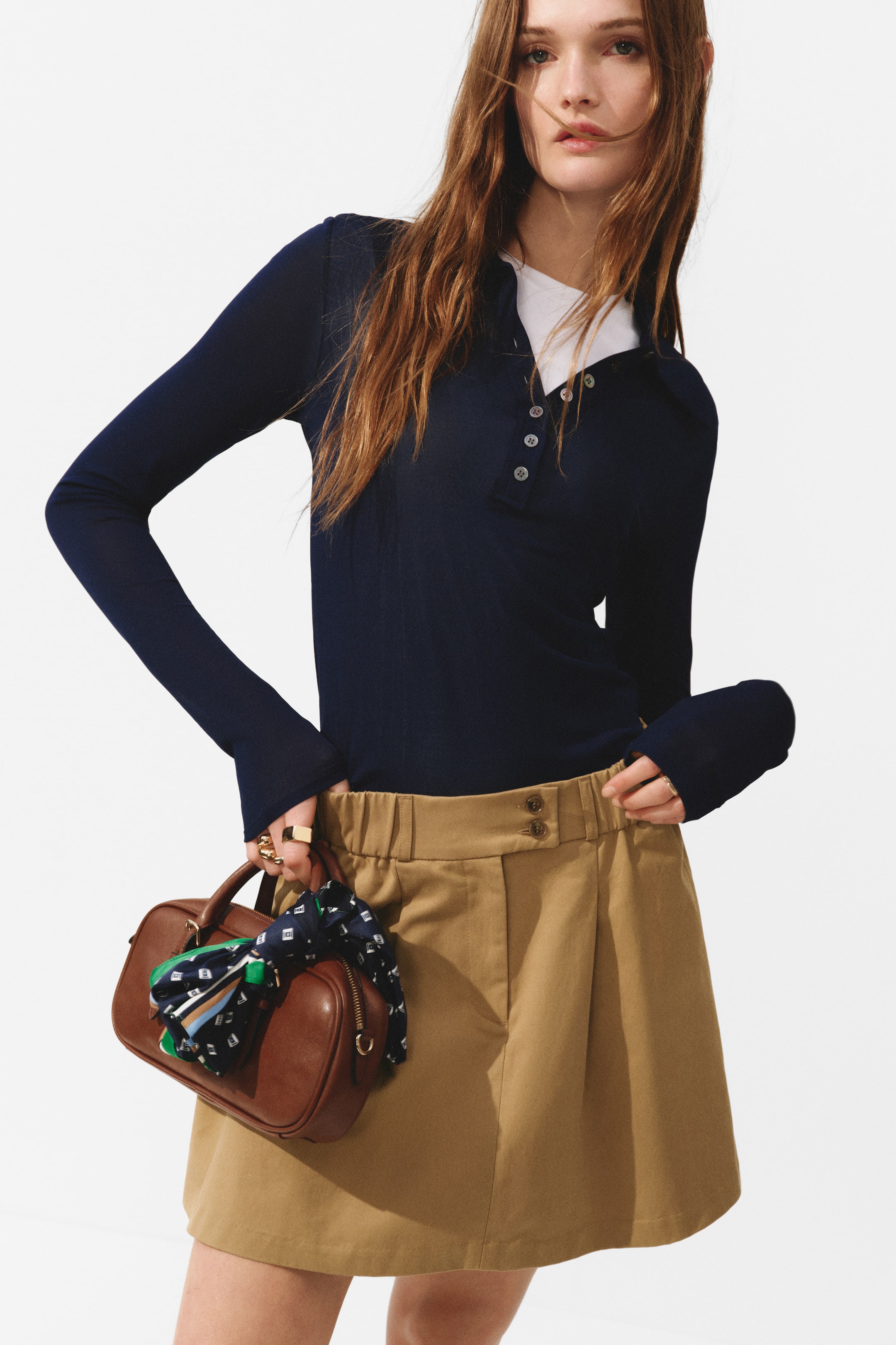 Flared Mini Skirt - Dark Beige