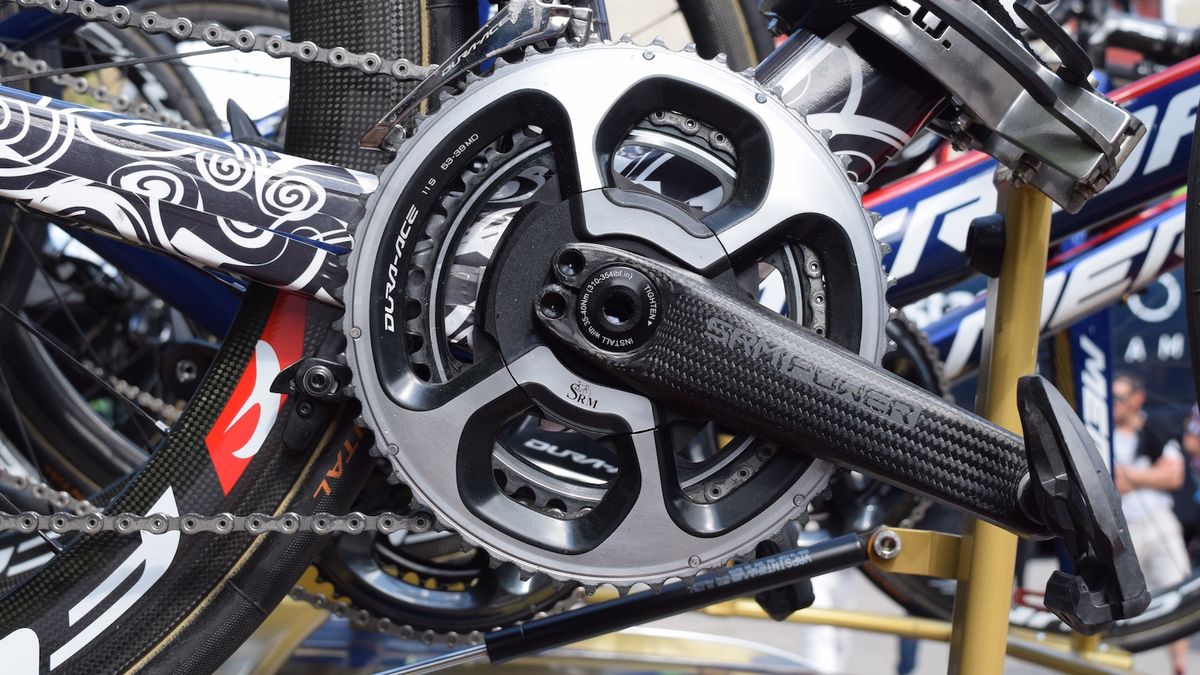 The majority of the Bahrain-Merida bikes are equipped with the latest SRM cranksets