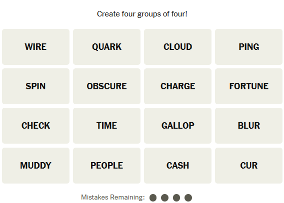 The New York Times Connections puzzle on Wednesday March 25, 2026