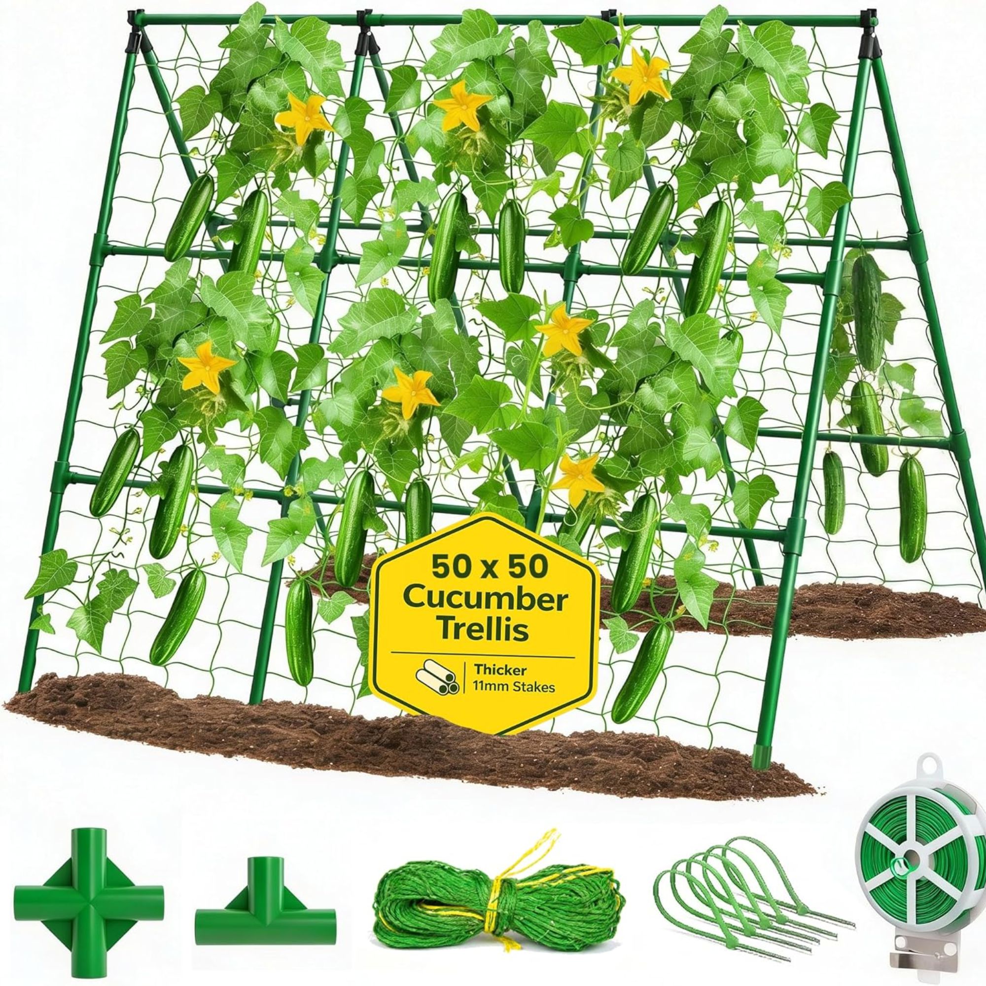 A-frame garden trellis for cucumbers