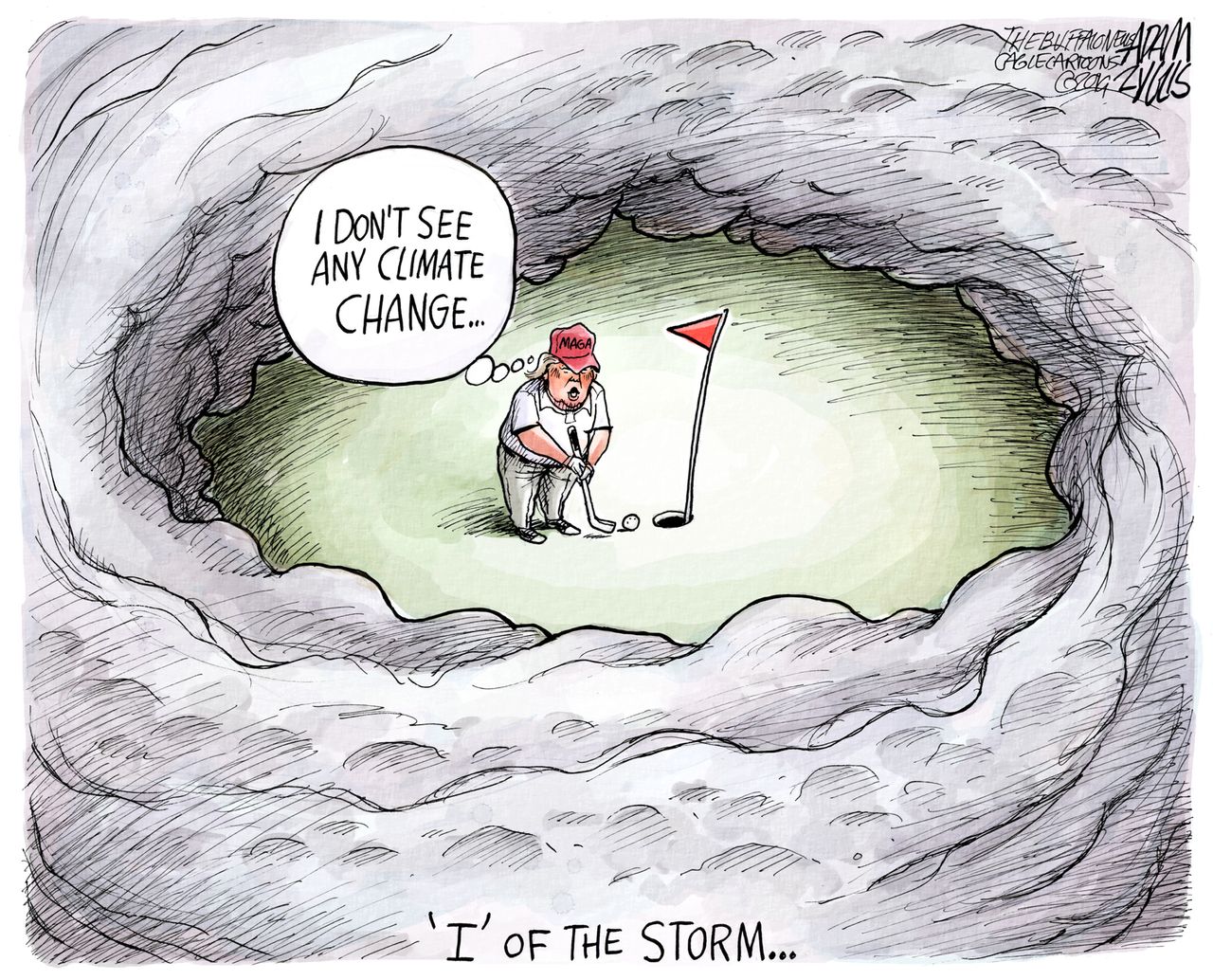 Political Cartoon U.S. Trump Hurricane Dorian climate change denial