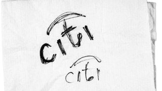 Citi logo sketched out on a napkin