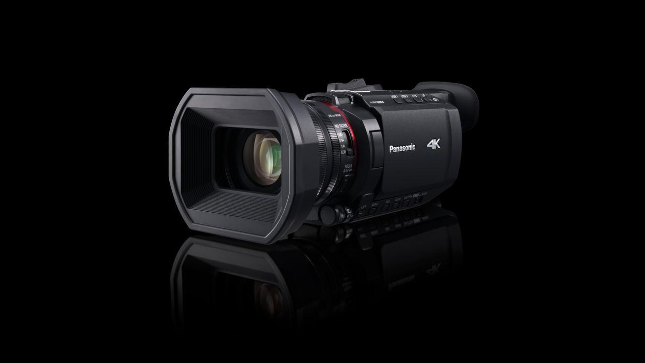 The Panasonic HC-X1600 on a black background