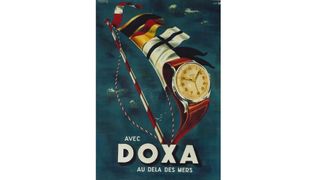 Advertisements featuring stylised painting of a Doxa watch