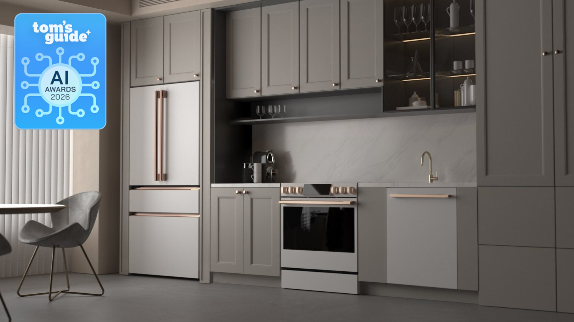 The LG Signature Iconic Oven in a kitchen with a Tom's Guide AI Awards 2026 badge