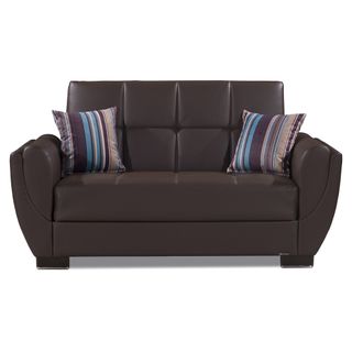 Armada Air 70 In. Vegan Leather Upholstered 2-Seater 3-In-1 Sleeper Loveseat Sofa Bed With Storage