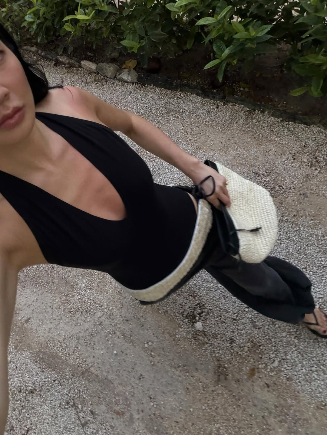 Laura Jung wearing a sequinned belt from Chan Luu