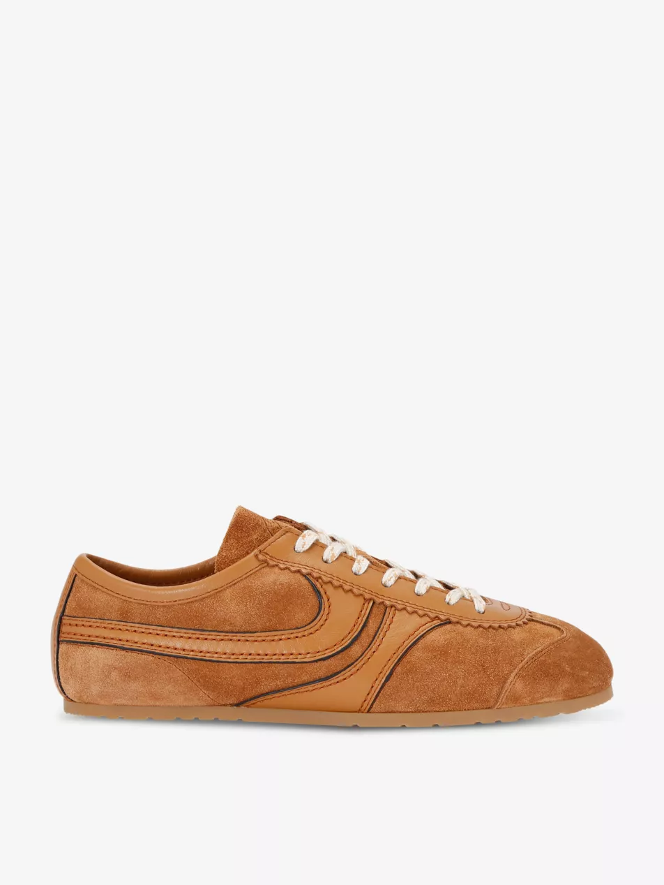Retro Panelled Leather Low-Top Trainers