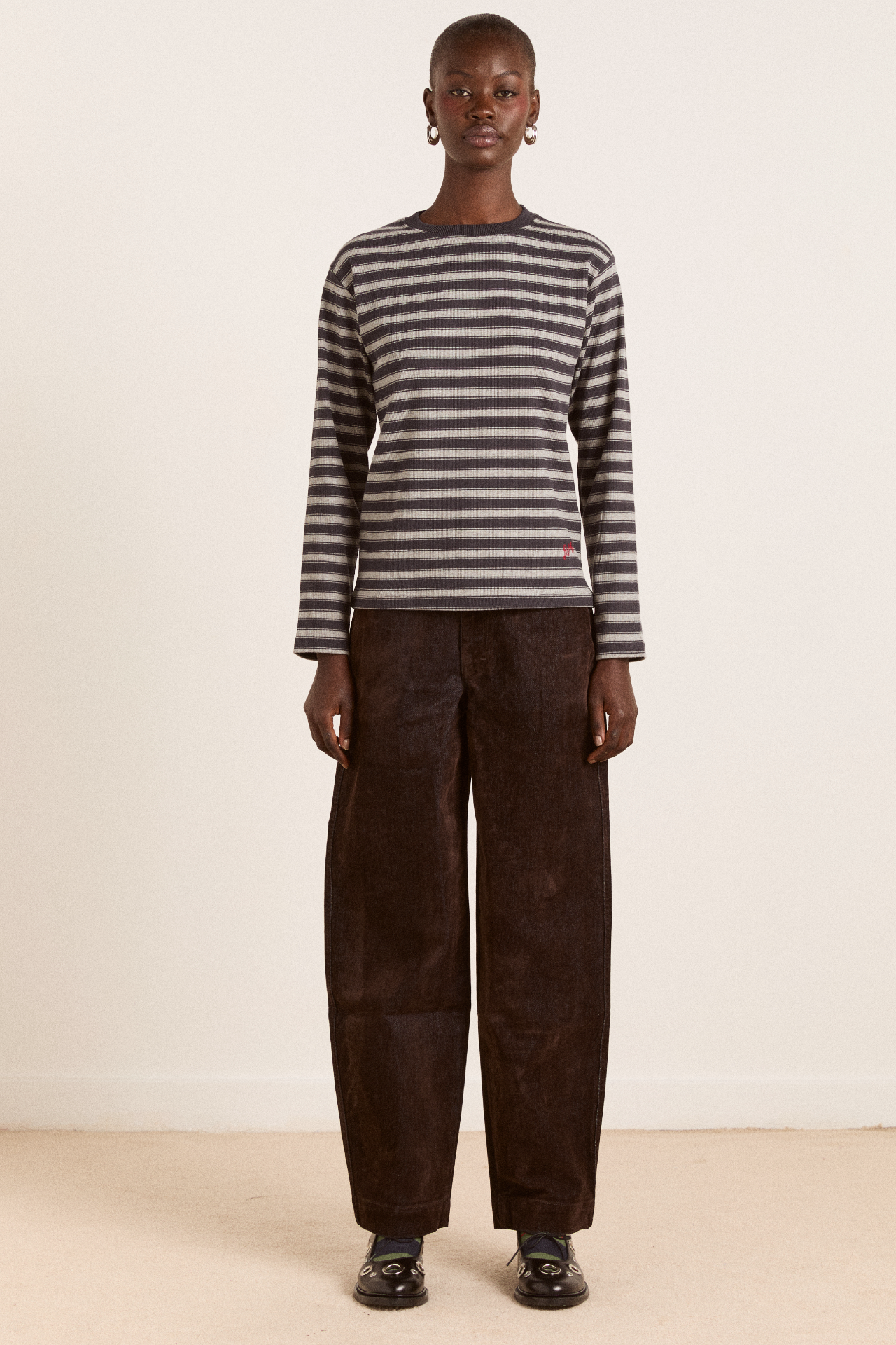 Drew Flocked Denim Jeans - Chocolate Brown