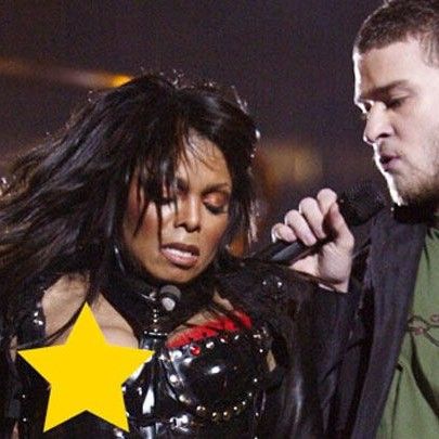 Janet Jackson on stage with Justin Timberlake.