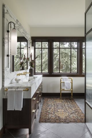 A bathroom with gold fittings