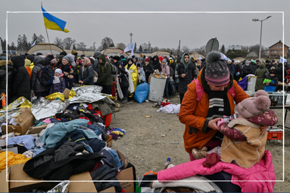 a close up of Ukrainian refugees in Poland