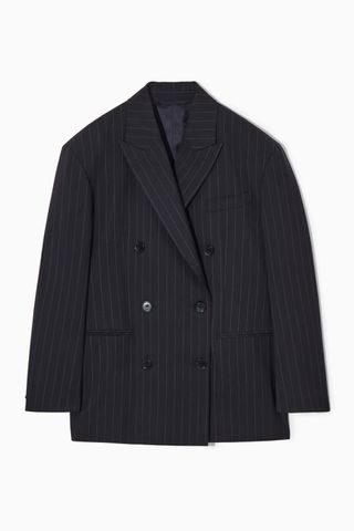 Oversized Pinstriped Wool Blazer