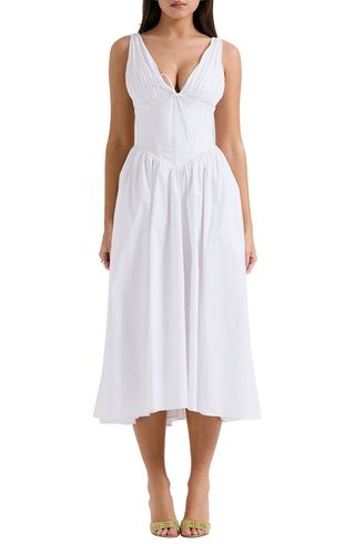 Emmelina Sleeveless Stretch Poplin Midi Dress