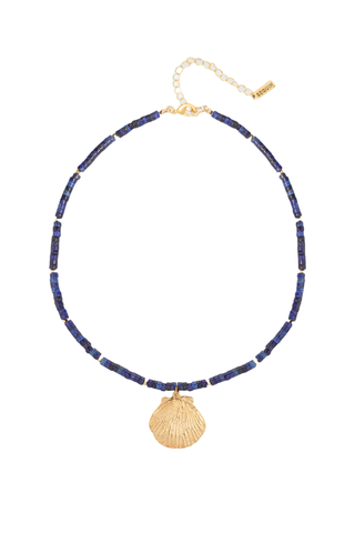 Sequin blue and gold Shell Necklace