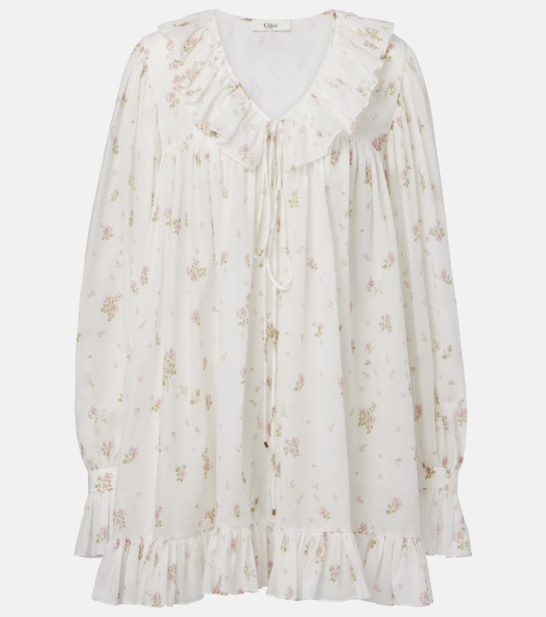 Printed Ruffled Cotton Minidress