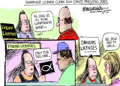 Editorial cartoon U.S. Kim Davis Licenses