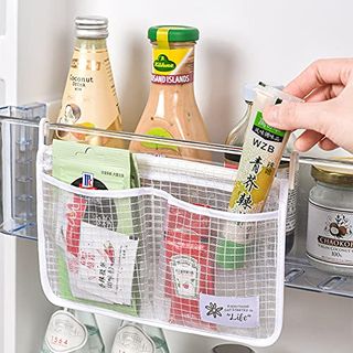 MOLANLY 4PCS Refrigerator Door Organizer Set, Fridge Hanging Mesh Bag for Kitchen , Household Sundries Sorting Bag, Only for Small Objects Containers