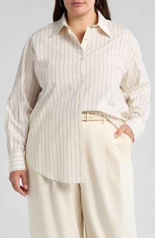 Pinstripe Button-Up Shirt