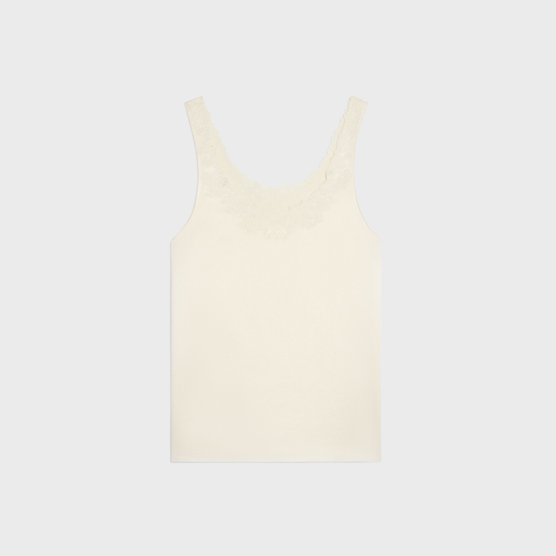 Embroidered Top in Silk Satin