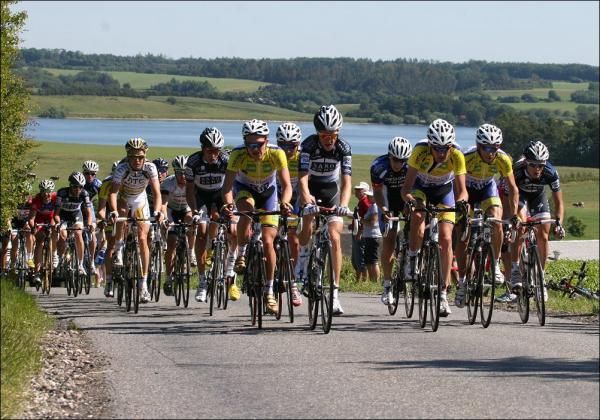The peloton was well populated by the Saxo Bank team