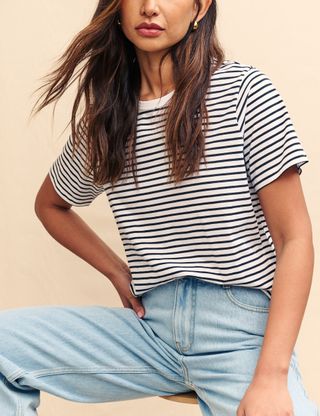 Striped Easy Fit Crew Neck T-Shirt