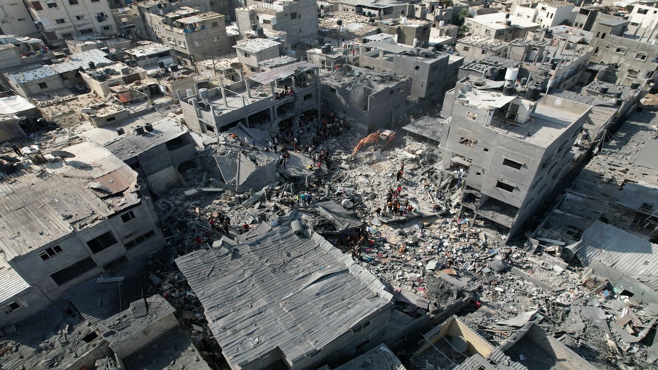 The remains of a refugee camp in Gaza