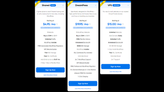Screenshot of DreamHost pricing plans