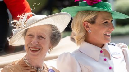 Princess Anne, Princess Royal and Zara Tindall attend Royal Ascot at Ascot Racecourse on June 16, 2022 in Ascot, England. 