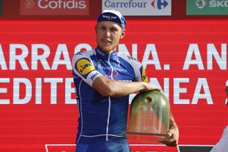 Matteo Trentin on the Vuelta podium after stage 4