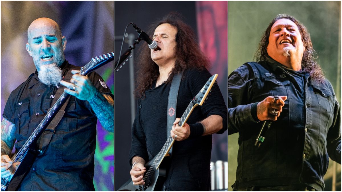 Scott Ian, Mille Petrozza and Chuck Billy on stage