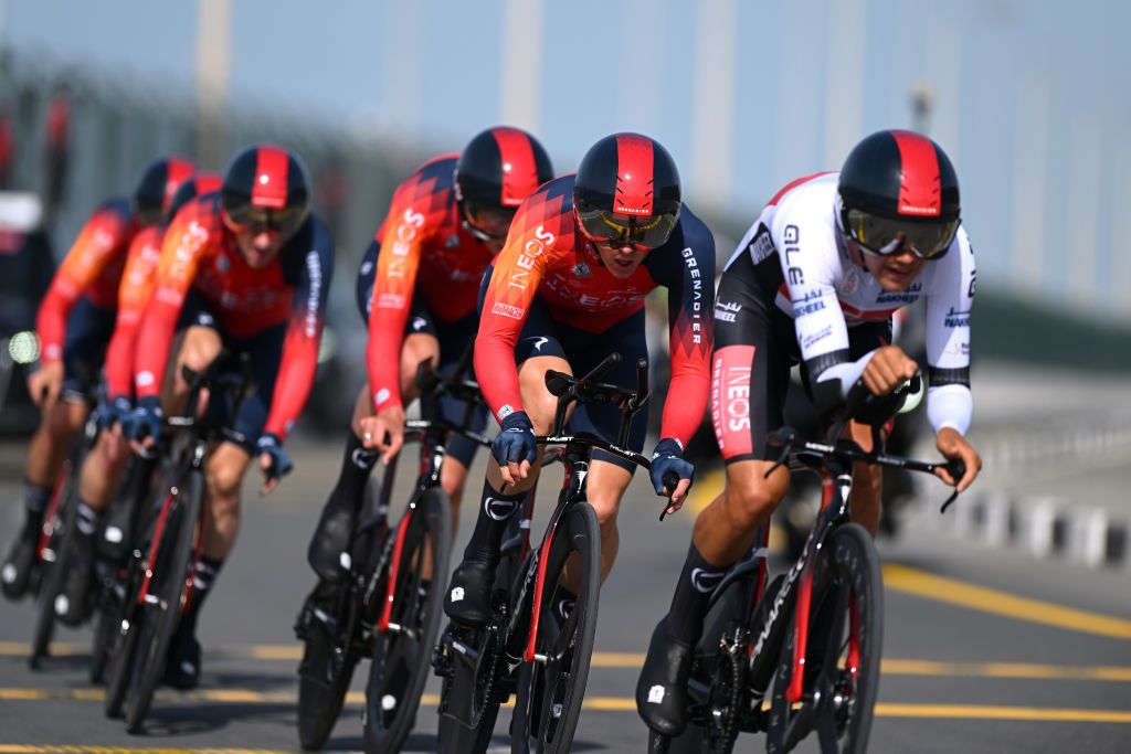 KHALIFA PORT UNITED ARAB EMIRATES FEBRUARY 21 Ben Swift of United Kingdom and Team INEOS Grenadiers competing during the 5th UAE Tour 2023 Stage 2 a 173km team time trial in Khalifa Port UAETour on February 21 2023 in Khalifa Port United Arab Emirates Photo by Dario BelingheriGetty Images