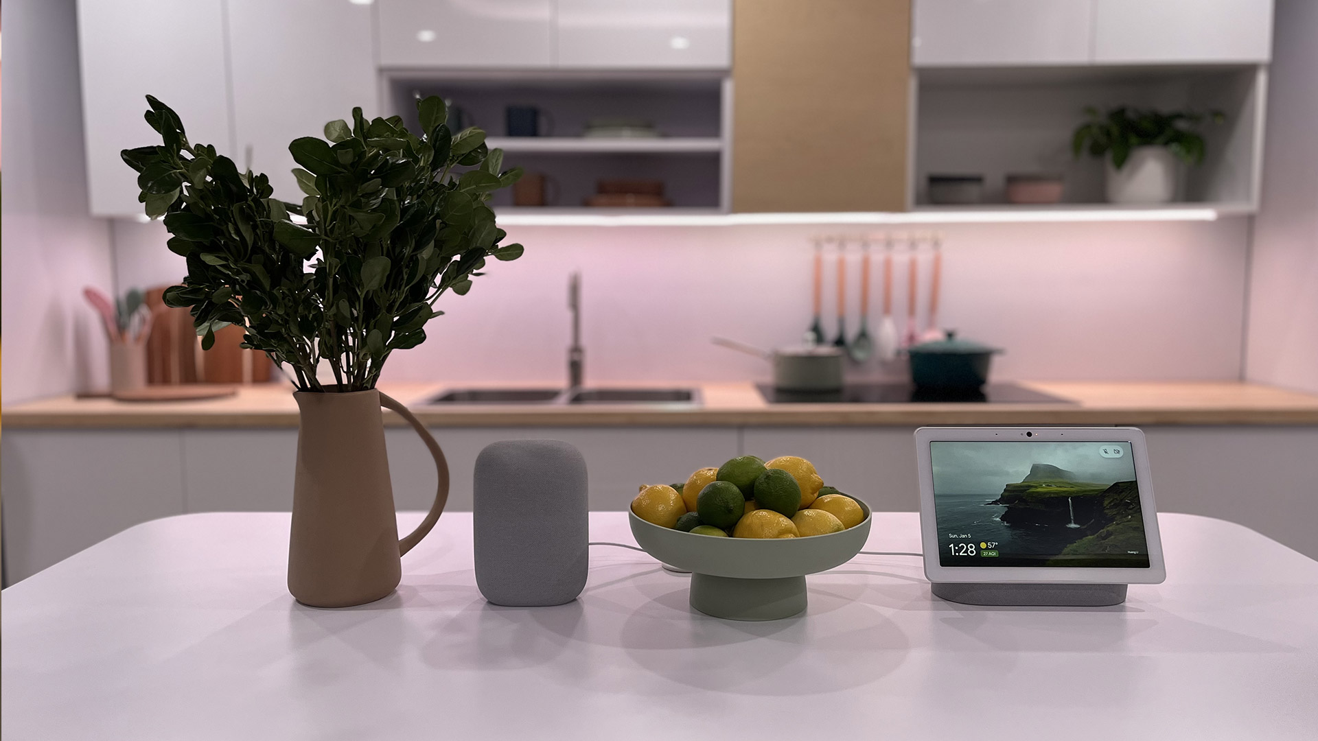 A kitchen with gadgets on the work top