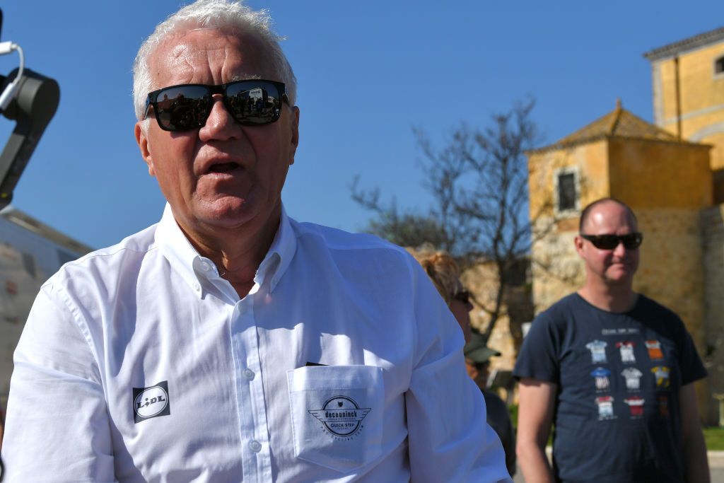 TAVIRA PORTUGAL FEBRUARY 21 Start Patrick Lefevere of Belgium CEO of Deceuninck QuickStep Team of Belgium during the 46th Volta ao Algarve 2020 Stage 3 a 2019Km stage from Faro to Tavira VAlgarve2020 on February 21 2020 in Tavira Portugal Photo by Tim de WaeleGetty Images