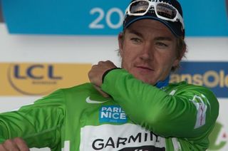 Heinrich Haussler (Garmin-Cervelo) took the green jersey after placing second in the sprint